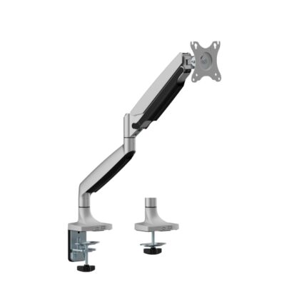Ewent Supporto da tavolo con braccio articolato per monitor fino a 45" - Girevole e inclinabile - Gestione dei cavi - Peso massimo 15 kg - VESA 100x100 - Morsetto per spessore massimo di 80 mm - 134x625x663 mm - Colore grigio spazio