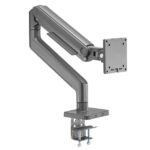 Ewent Supporto da tavolo con braccio articolato per monitor fino a 49" - Girevole e inclinabile - Gestione dei cavi - Peso massimo 20 kg - VESA 100x100 - Morsetto per spessore massimo di 80 mm - 134x625x663 mm - Colore grigio spaziale