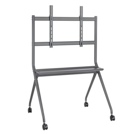 Ewent Supporto da pavimento per TV fino a 86" - Vassoio ausiliario - Altezza regolabile - Gestione dei cavi - VESA massimo 800x600 - Peso massimo 120 kg - Ruote per lo spostamento - 1067x801x1725 mm - Colore nero