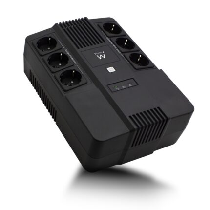 Ewent SAI Interattivo 700VA/390W - 6x Schuko - Presa di terra - Funzione AVR - Notifica sonora e LED - Protezione elettrica - Batteria da 12V / 7Ah sostituibile - Permette il montaggio a parete - Colore nero