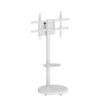 Ewent Supporto da pavimento per TV fino a 86" - Vassoio ausiliario - Altezza regolabile - Gestione dei cavi - VESA massimo 600x400 - Peso massimo 50 kg - Ruote per lo spostamento - 500x500x1340 mm - Colore bianco