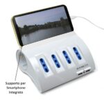 Ewent Ciabatta con 6 prese - 4 prese L + 2 prese L/F (Schuko) - 2x USB-A - Protezione bambini - Spina italiana piatta ad angolo - Protezione da sovratensioni - Cavo da 1