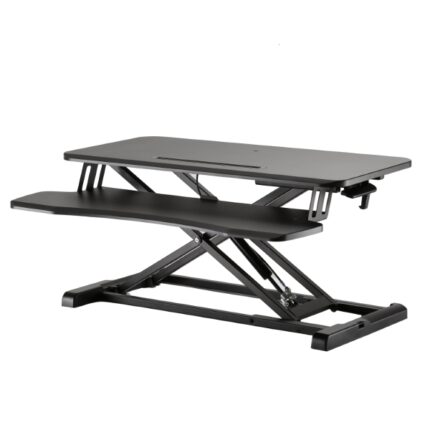 Supporto elevatore per monitor Ewent - Ampia superficie di 80x40 cm - Altezza regolabile - Molla a gas - Vassoio per tastiera - Peso massimo 15 kg - Portatile - 800x615x110 mm - Colore nero