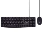 Ewent Pack Tastiera + Mouse per ufficio - Tasti silenziosi a profilo ribassato - 1000 dpi - Disposizione inglese QWERTY US - Cavo da 1