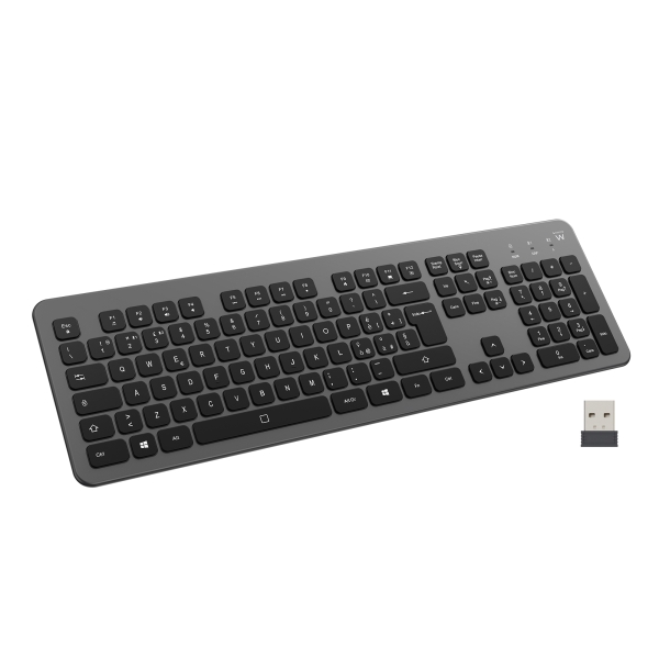 Tastiera wireless Ewent - Batteria ricaricabile al litio da 300 mAh - Disposizione italiana QWERTY IT - Retroilluminazione - Tasti a basso profilo e silenziosi - Colore nero/grigio Tastiera wireless Ewent - Batteria ricaricabile al litio da 300 mAh - Disposizione italiana QWERTY IT - Retroilluminazione - Tasti a basso profilo e silenziosi - Colore nero/grigio