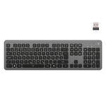 Tastiera wireless Ewent - Batteria ricaricabile al litio da 300 mAh - Disposizione slovena QWERTZ SI - Retroilluminazione - Tasti a basso profilo e silenziosi - Colore nero/grigio