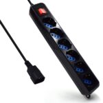 Ewent Ciabatta con 6 prese tipo L/F (Schuko) per UPS - Protezione da sovratensione - Protezione bambini - Interruttore On/Off - Spina Vde - Cavo da 1