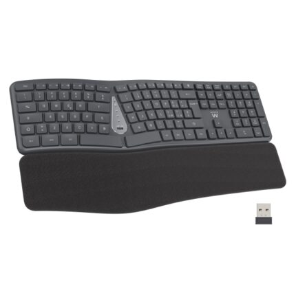 Tastiera wireless Ewent - Ergonomica - Batteria ricaricabile al litio da 300 mAh - Disposizione QWERTY PT portoghese - Tasti a basso profilo e silenziosi - Colore nero
