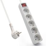 Ewent Ciabatta con 5 prese Schuko 16A - Protezione bambini - Interruttore On/Off - Cavo da 1