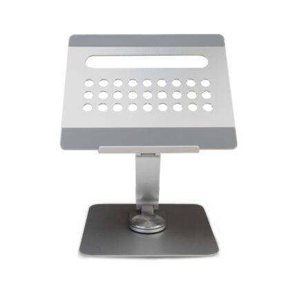 Ewent Supporto da tavolo per laptop - Alluminio - Multiporta 7 in 1 - Rotazione 360° - Regolabile - Base antiscivolo - Pieghevole - Colore argento/grigio