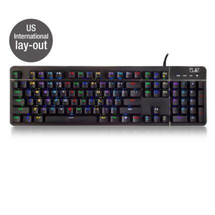 Tastiera meccanica da gioco Ewent - Illuminazione RGB - Disposizione inglese QWERTY US - Copertura in alluminio - Cavo da 1