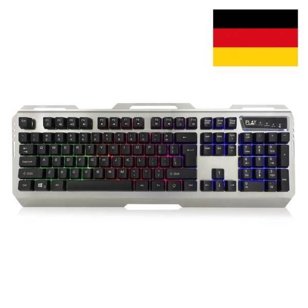 Tastiera da gioco Ewent - Illuminazione RGB - Disposizione tedesca QWERTZ DE - Struttura in metallo - 12 tasti multimediali - Cavo da 1 Tastiera da gioco Ewent - Illuminazione RGB - Disposizione tedesca QWERTZ DE - Struttura in metallo - 12 tasti multimediali - Cavo da 1