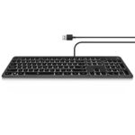 Tastiera Ewent con cavo USB - Disposizione italiana QWERTY IT - Retroilluminazione - Tasti a basso profilo e silenziosi - Cavo da 1