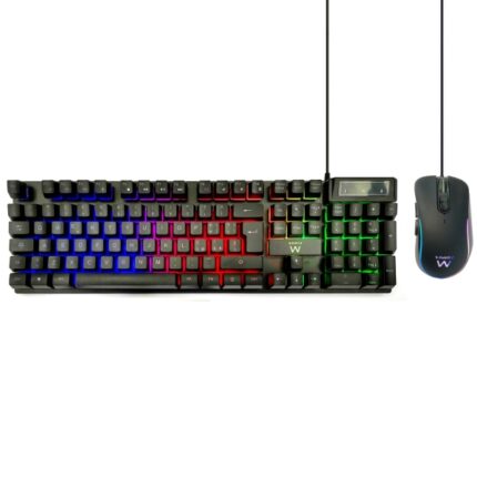 Ewent Pack Tastiera + Mouse Gaming - Illuminazione RGB - Disposizione italiana QWERTY IT - 3600 dpi - 12 tasti multimediali - Cavo da 1