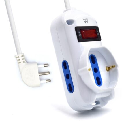 Ewent Ciabatta con 3 prese - 2 prese L + 1 presa L/F (Schuko) - Interruttore On/Off - Spina italiana piatta ad angolo - Cavo da 1