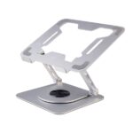 Supporto da tavolo per laptop Ewent - Alluminio - Rotazione 360° - Regolabile - Base antiscivolo - Regolabile - Pieghevole - Colore argento/grigio