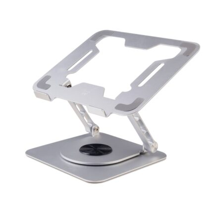 Supporto da tavolo per laptop Ewent - Alluminio - Rotazione 360° - Regolabile - Base antiscivolo - Regolabile - Pieghevole - Colore argento/grigio