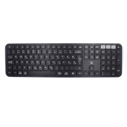 Tastiera wireless Ewent - Modalità risparmio energetico - Disposizione slovena QWERTZ SI - 1x batteria AAA (inclusa) - Portata fino a 10 m - Colore nero