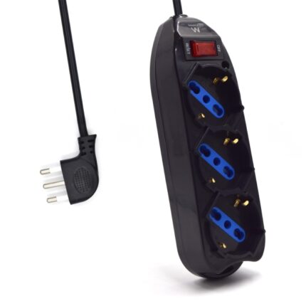 Ewent Presa multipla con 3 prese tipo L/F (Schuko) da 10/16A - Interruttore On/Off - Spina italiana piatta ad angolo - Cavo da 1