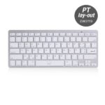 Tastiera da viaggio Ewent - Modalità risparmio energetico - Bluetooth 3.0 - Disposizione QWERTY PT portoghese - Portata fino a 10 m - Colore argento/bianco