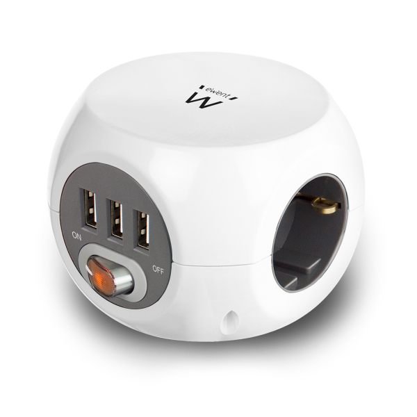 Ewent Presa multipla da tavolo con 6 prese - 3x Schuko 16A - 3x USB-A - Interruttore On/Off - Cavo da 1 Ewent Presa multipla da tavolo con 6 prese - 3x Schuko 16A - 3x USB-A - Interruttore On/Off - Cavo da 1
