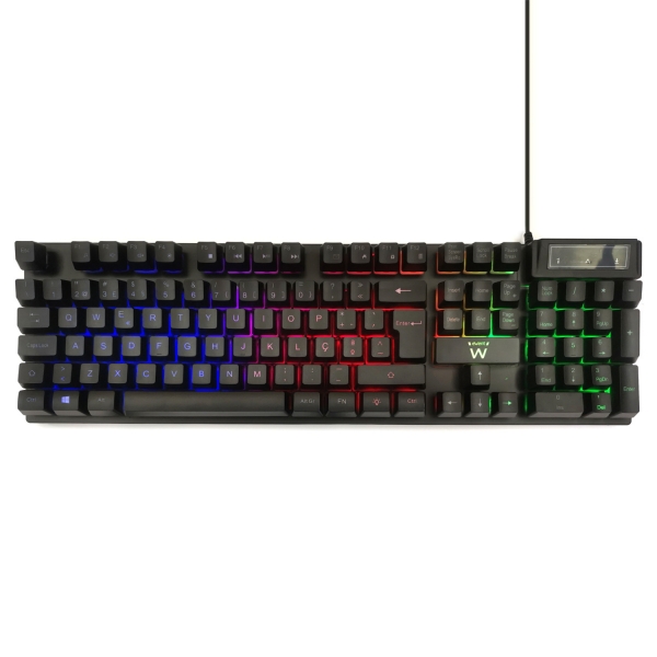 Tastiera da gioco a membrana Ewent - Illuminazione RGB - Disposizione QWERTY PT portoghese - Cavo da 1 Tastiera da gioco a membrana Ewent - Illuminazione RGB - Disposizione QWERTY PT portoghese - Cavo da 1