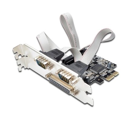 Scheda di interfaccia PCI-Express Ewent - Combo connessione seriale e parallela - 2xD-sub 9 maschio - 1x D-sub 25 femmina - Colore alluminio