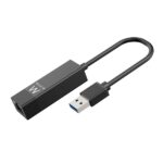 Ewent Convertitore adattatore di rete RJ45 a USB-A - Gigabit 10/100/1000Mbps - Cavo da 15 cm - Supporta WOL - Colore nero