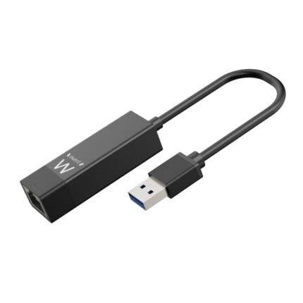 Ewent Convertitore adattatore di rete RJ45 a USB-A - Gigabit 10/100/1000Mbps - Cavo da 15 cm - Supporta WOL - Colore nero