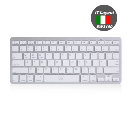 Tastiera da viaggio Ewent - Modalità risparmio energetico - Bluetooth 3.0 - Disposizione italiana QWERTY IT - Colore argento
