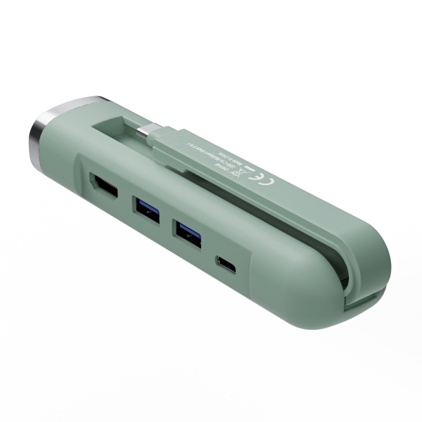 Ewent Hub USB-C 5 in 1 - 1x RJ45 - 1x HDMI 4K - 1x USB-C - 2x USB-A - fino a 1000Mbps - Colore verde pastello Ewent Hub USB-C 5 in 1 - 1x RJ45 - 1x HDMI 4K - 1x USB-C - 2x USB-A - fino a 1000Mbps - Colore verde pastello