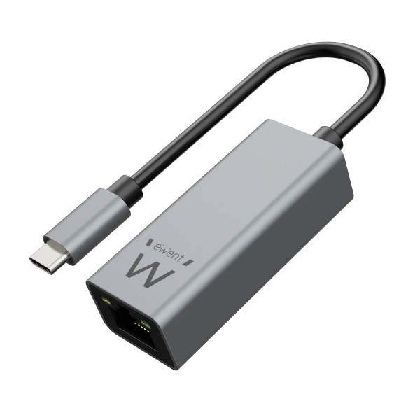 Ewent Convertitore Adattatore di rete RJ45 a USB-C - Gigabit 10/100/1000Mbps - Cavo da 15 cm - Colore alluminio Ewent Convertitore Adattatore di rete RJ45 a USB-C - Gigabit 10/100/1000Mbps - Cavo da 15 cm - Colore alluminio