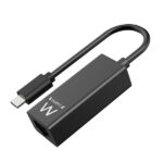Ewent Convertitore Adattatore di rete RJ45 a USB-C - Gigabit 10/100/1000Mbps - Cavo da 15 cm - Colore nero