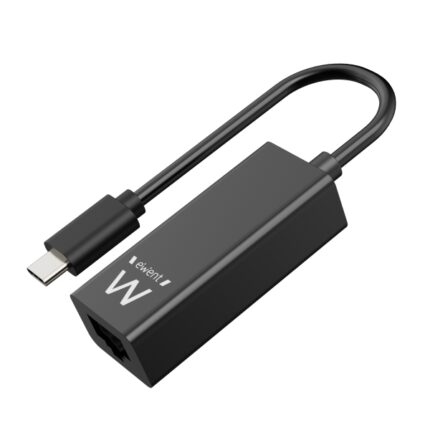 Ewent Convertitore Adattatore di rete RJ45 a USB-C - Gigabit 10/100/1000Mbps - Cavo da 15 cm - Colore nero