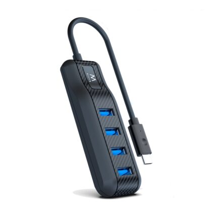Ewent Hub USB-C 4 in 1 - 4x USB-A femmina - Indicatore LED - Cavo da 30 cm - Colore nero
