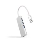 Nanocavo Hub USB 3.0 4xUSB3.0. USB-A/M-USB 3.0/H - Alluminio - 18 cm - Colore grigio