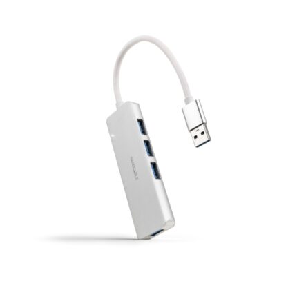 Nanocavo Hub USB 3.0 4xUSB3.0. USB-A/M-USB 3.0/H - Alluminio - 18 cm - Colore grigio