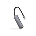 Nanocavo Adattatore di rete USB-C a Ethernet Gigabit 10/100/1000 Mbps - USB-C 100W - Alluminio - 18 cm - Colore grigio