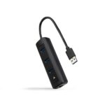 Nanocavo Adattatore di rete USB 3.0 a Ethernet Gigabit 10/100/1000 Mbps - Hub 3xUSB-A 3.0 - 15 cm - Colore nero