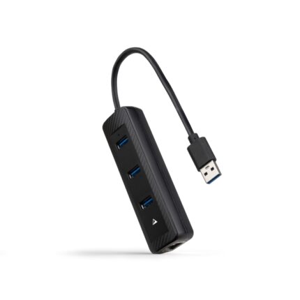 Nanocavo Adattatore di rete USB 3.0 a Ethernet Gigabit 10/100/1000 Mbps - Hub 3xUSB-A 3.0 - 15 cm - Colore nero