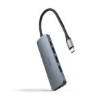 Nanocavo HUB USB-C 5 in 1 - Convertitore USB-C 3.1 a 3 x USB-A 3.0 + USB-C PD 100W + HDMI - Alluminio - 18 cm - Colore grigio