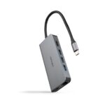 Nanocavo HUB USB-C 8 in 1 - Convertitore USB-C 3.1 a 3 x USB-A 3.0 + USB-C PD 100W + HDMI 4K@60Hz + RJ45 + TF + SD - Alluminio - 18 cm - Colore grigio