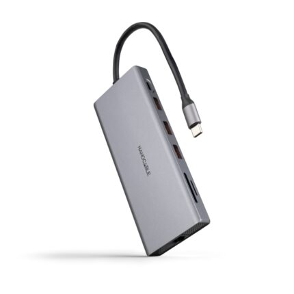 Nanocavo HUB USB-C 12 in 1 - Convertitore USB-C 3.1 a 3 x USB-A 3.2 + 3 x USB-C 3.2 + USB-C PD 100W + 2 x HDMI 4K@60Hz + DP 4K@60Hz + RJ45 + TF + SD + Jack audio 3
