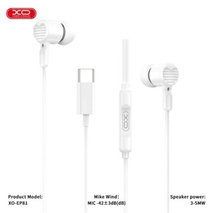 XO EP81 Auricolari intrauricolari con microfono - Connessione USB-C - Cavo da 1