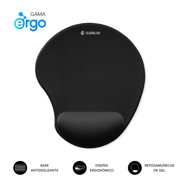 Subblim Ergo Neogel Tappetino ergonomico per mouse - Schiuma elastica - Microtesturizzato impermeabile - Base antiscivolo - Colore nero Subblim Ergo Neogel Tappetino ergonomico per mouse - Schiuma elastica - Microtesturizzato impermeabile - Base antiscivolo - Colore nero