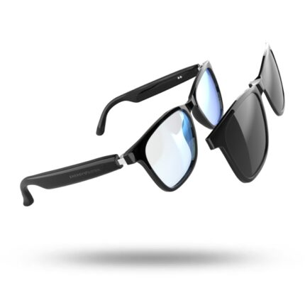 Energy Sistem RayFlex Music Occhiali Bluetooth - Lenti Anti Luce Blu + Lenti Magnetiche Polarizzate con Protezione UV400 - Riproduzione Musica - Microfono e Assistente Vocale - IPX5 - Controllo Tattile - Colore Nero