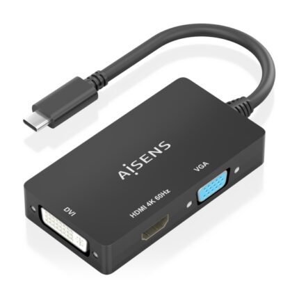Aisens Convertitore da USB-C a DVI/HDMI/VGA - USB-C/M-DVI/H-HDMI/H-VGA/H - 15 cm - Colore nero