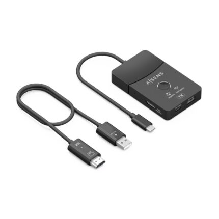 Aisens USB-C Dock - USB-C a 1xHDMI 1080P@60Hz Wireless - 1xHDMI 4K60Hz - 2xUSB-C - 1xUSB-C PD 100W - 1xUSB-A - 20cm - Colore Nero