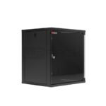 WP RWA-09606-B Armadio a muro 9U - Porta in vetro - Serratura di sicurezza - 540x600x445mm - Colore nero