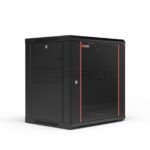 WP RWB-06605-B Armadio a muro 6U - Porta in vetro - Serratura di sicurezza - 600x500x370 mm - Colore nero